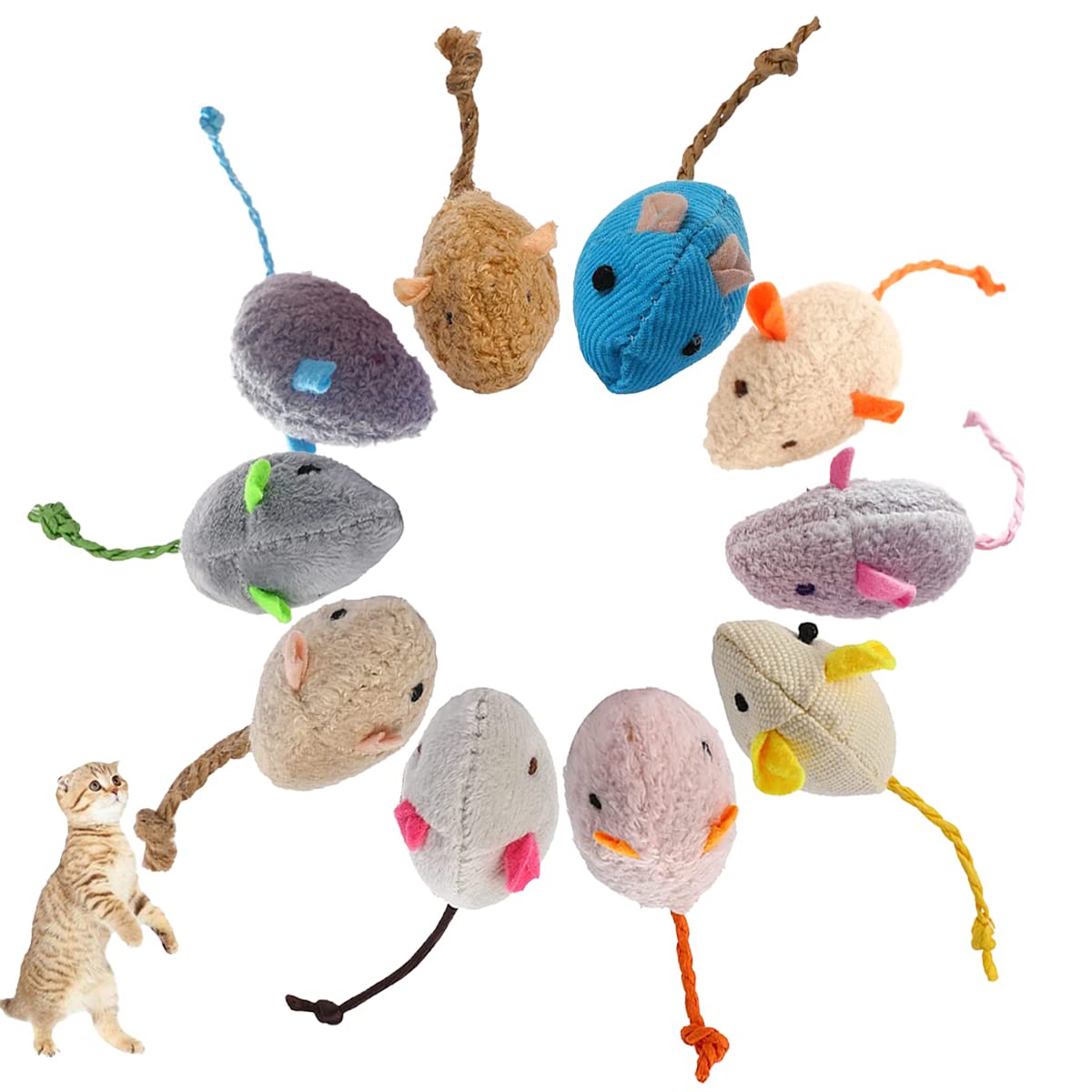 ISMARTEN Catnip Toy Cats Mouse Plush Cat Toys Cat Mice & Animals Toys for Indoor Cats and Kittens Cat Chew Toy for Exercise for Pet Cat Kitten Kitty (6 Packs)