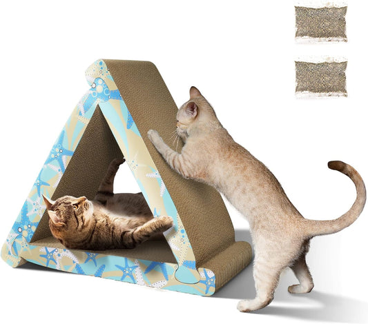 RUMUUKE Cat Scratch Pad- 3 in 1 Corrugated Cardboard Cat Scratcher for Indoor Cats Professional Cat Scratching Board for Adult Cats Catify Cat Scratcher Pads with Catnip