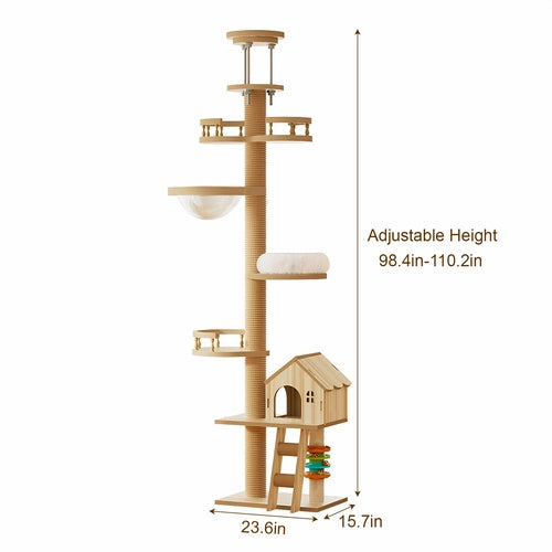 Floor to Ceiling Cat Tree – Adjustable Height Modern Cat Tower with