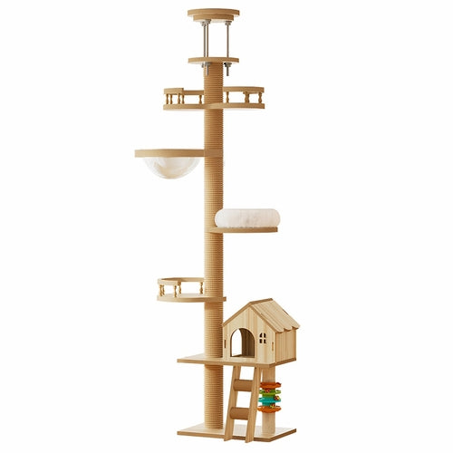 Floor to Ceiling Cat Tree – Adjustable Height Modern Cat Tower with